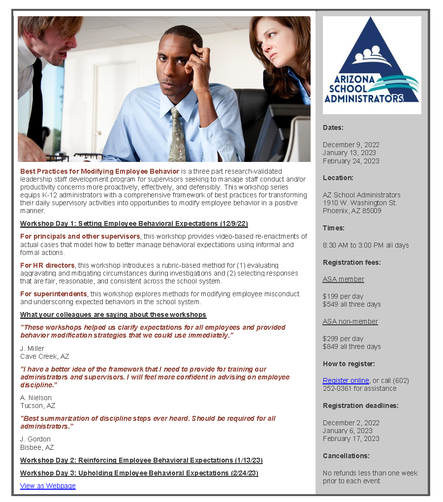 Best Practices for Modifying Employee Behavior@ASA